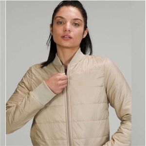 Lululemon Athletica Cream Bomber Jacket with Quilted Design